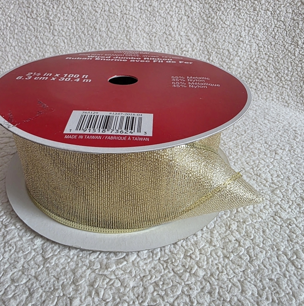 New Reliant 2.5" x 20yd. Glitter Web Mesh Wired Metallic Jumbo Christmas Ribbon